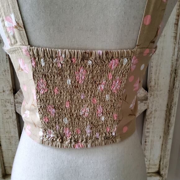 bp Nordstrom Women's Junior Small Button Front Linen Blend Crop Tank Top - Picture 5 of 11